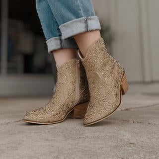 Shine Bright Gold Rhinestone Bootie