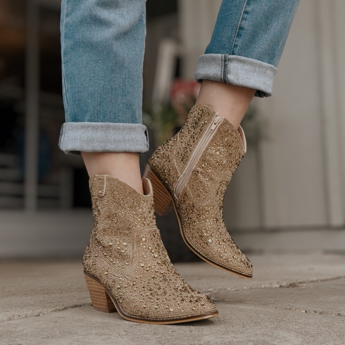 Shine Bright Gold Rhinestone Bootie