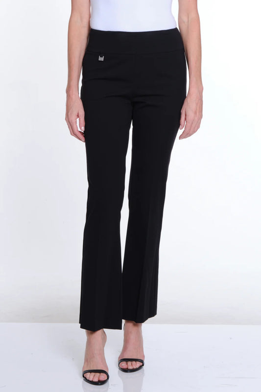 Black Wide Band Elastic Waist Flare Leg Pant