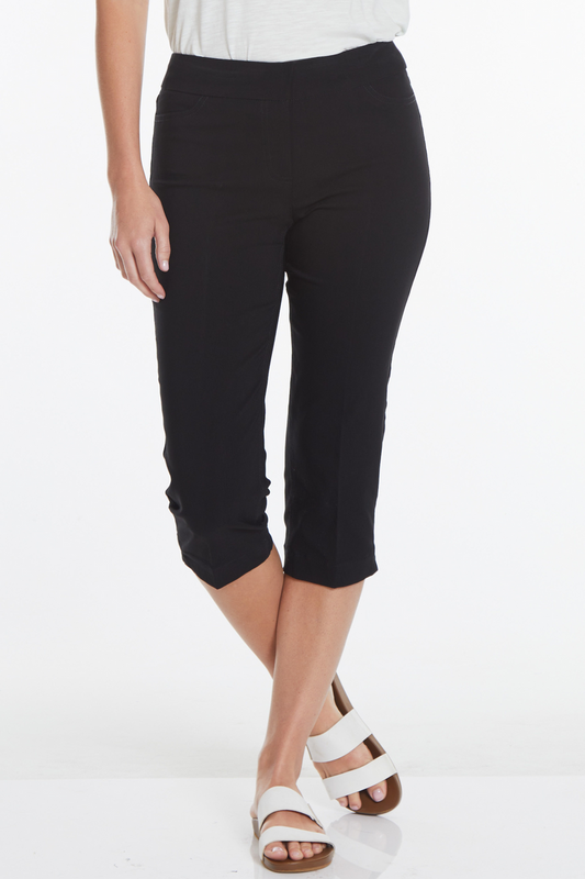Black Pull On Capri With Back Pockets