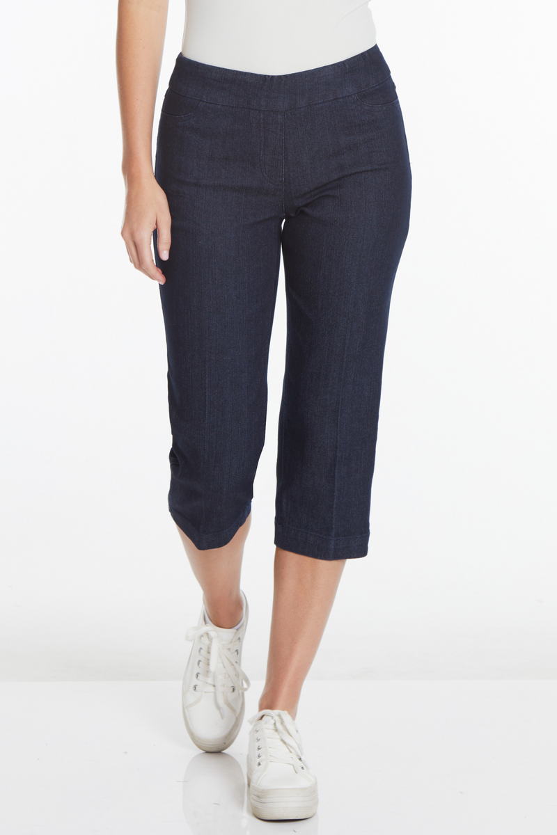 Denim Pull On Capri With Back Pockets