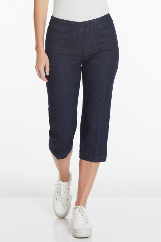 Denim Pull On Capri With Back Pockets