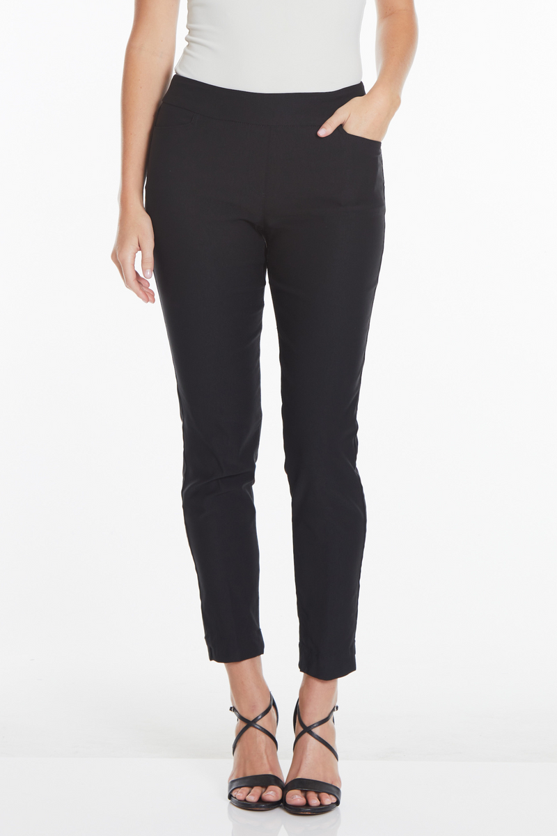 Black Pull On Ankle Pant With Real Pockets