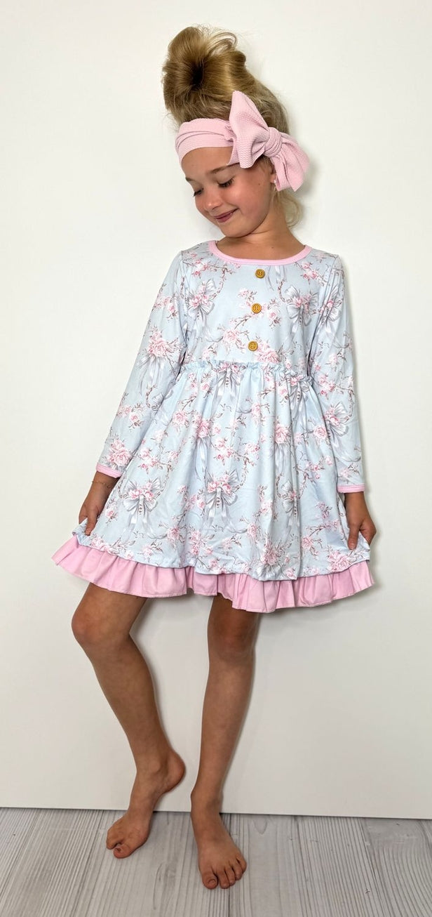 Blue Rose Twirl Dress