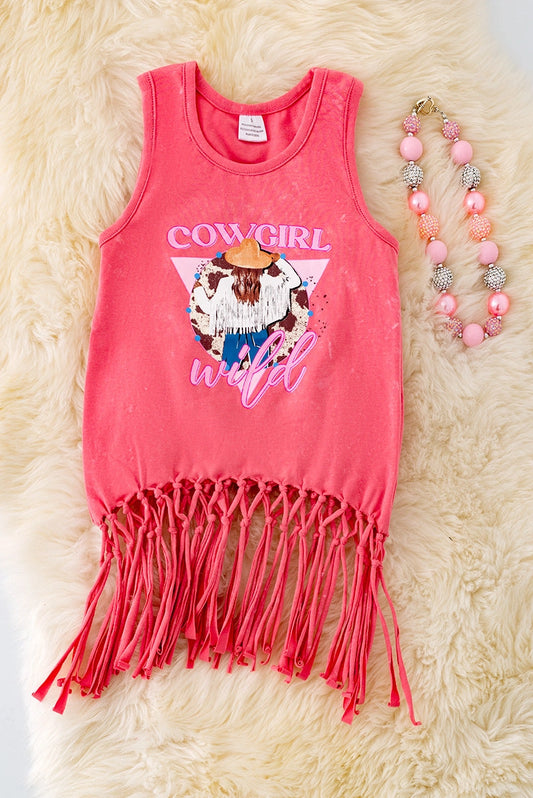 Cowgirl Wild Watermelon Tank Top w/Fringe