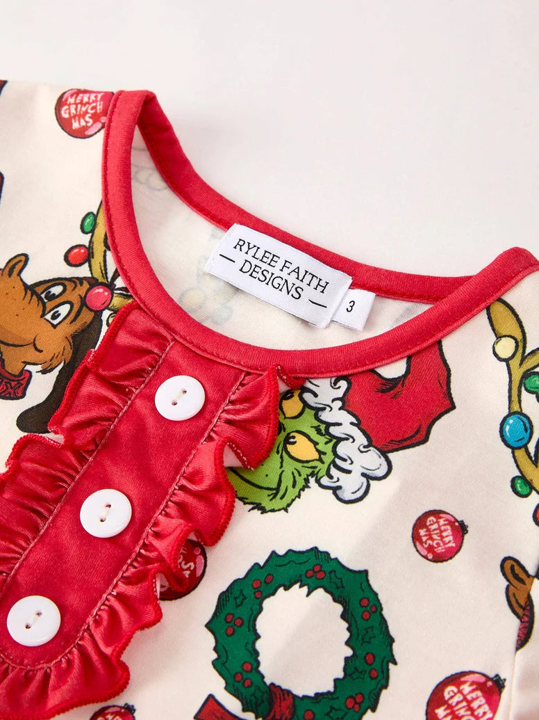 Christmas Girls Green Pajama Set