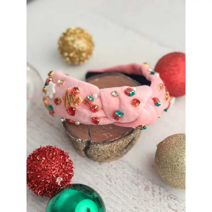 Gingerbread Man Beaded Pink Headband