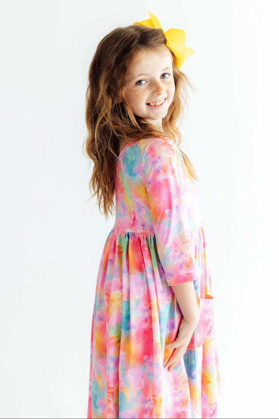 Swirly Whirly 3/4 Sleeve Pocket Twirl Dress