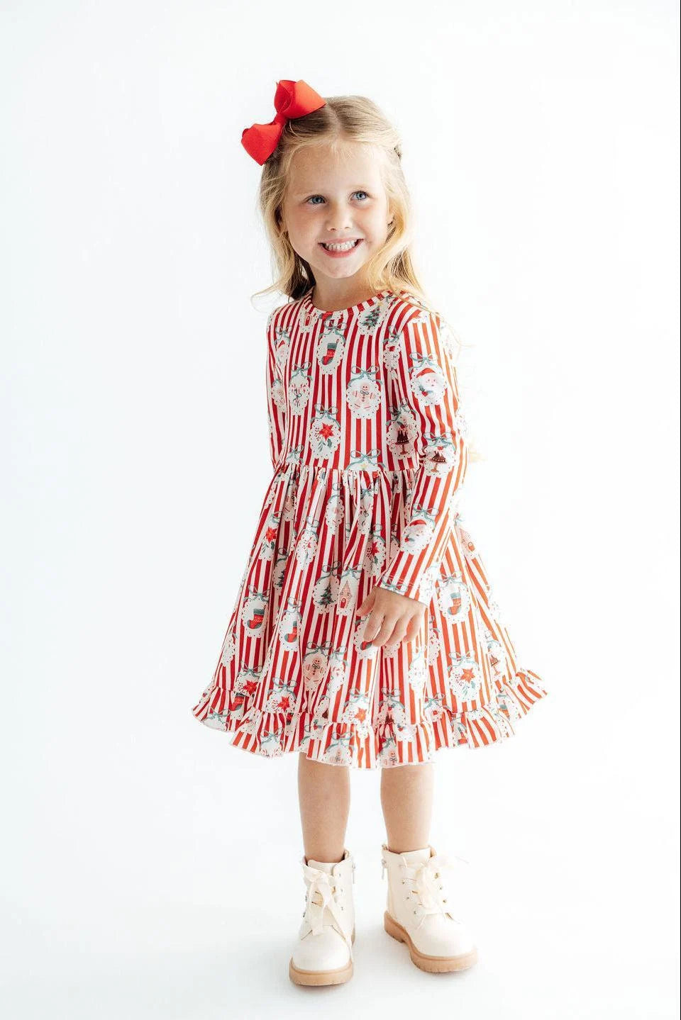 Santa's Sweet Shoppe L/S Ruffle Hem Twirl Dress