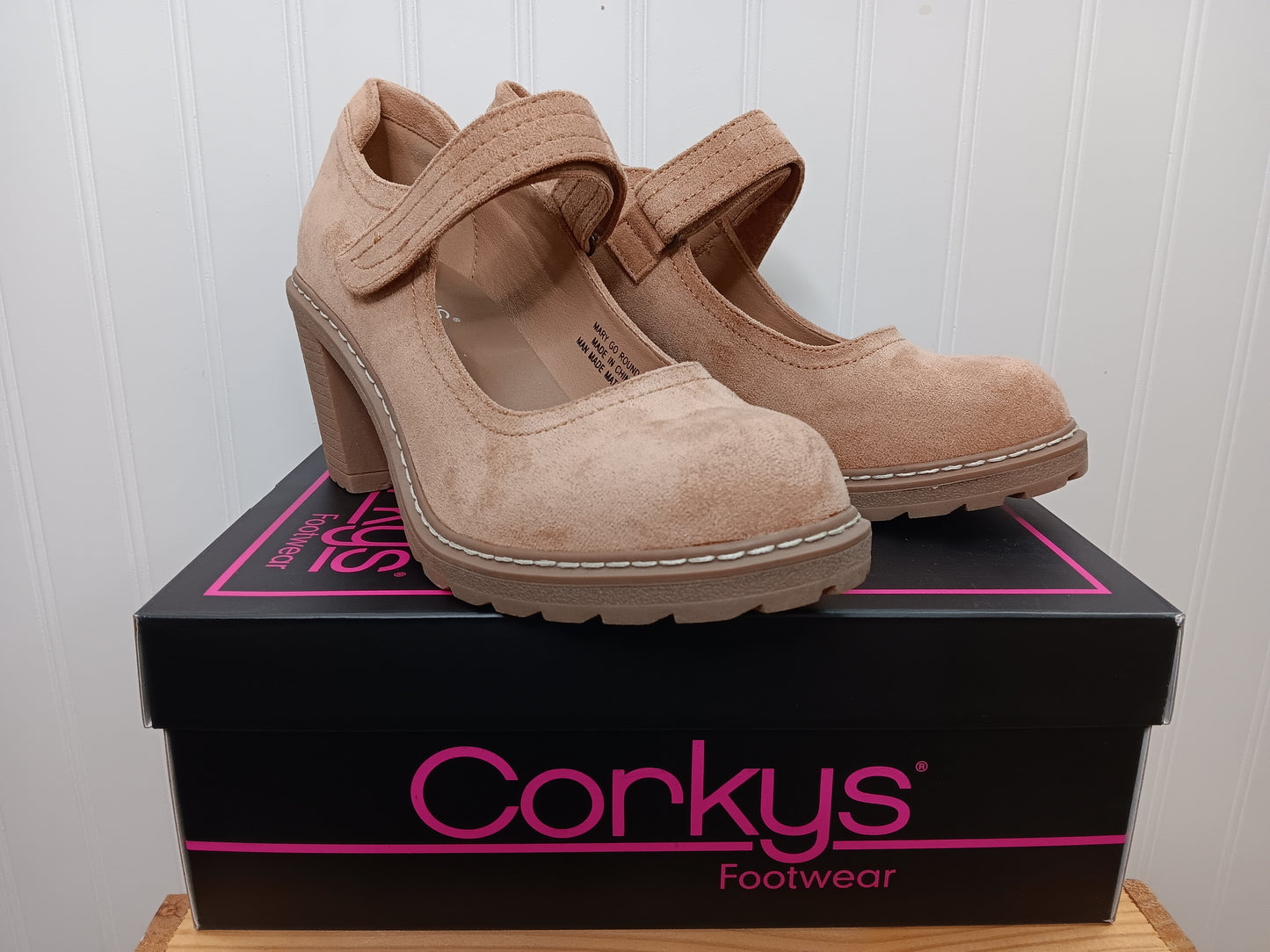 Camel Mary Go Round Suede Heels