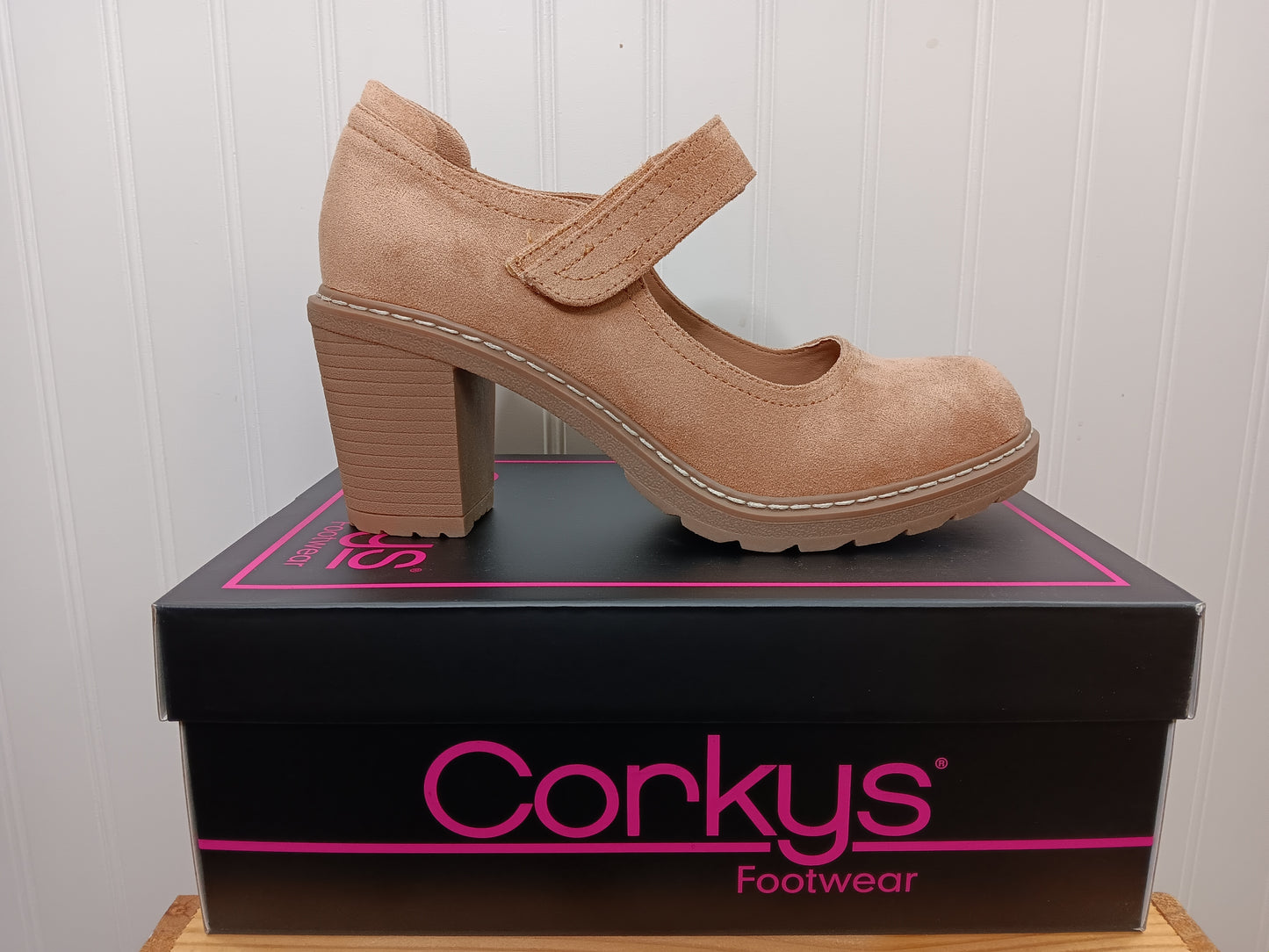 Camel Mary Go Round Suede Heels