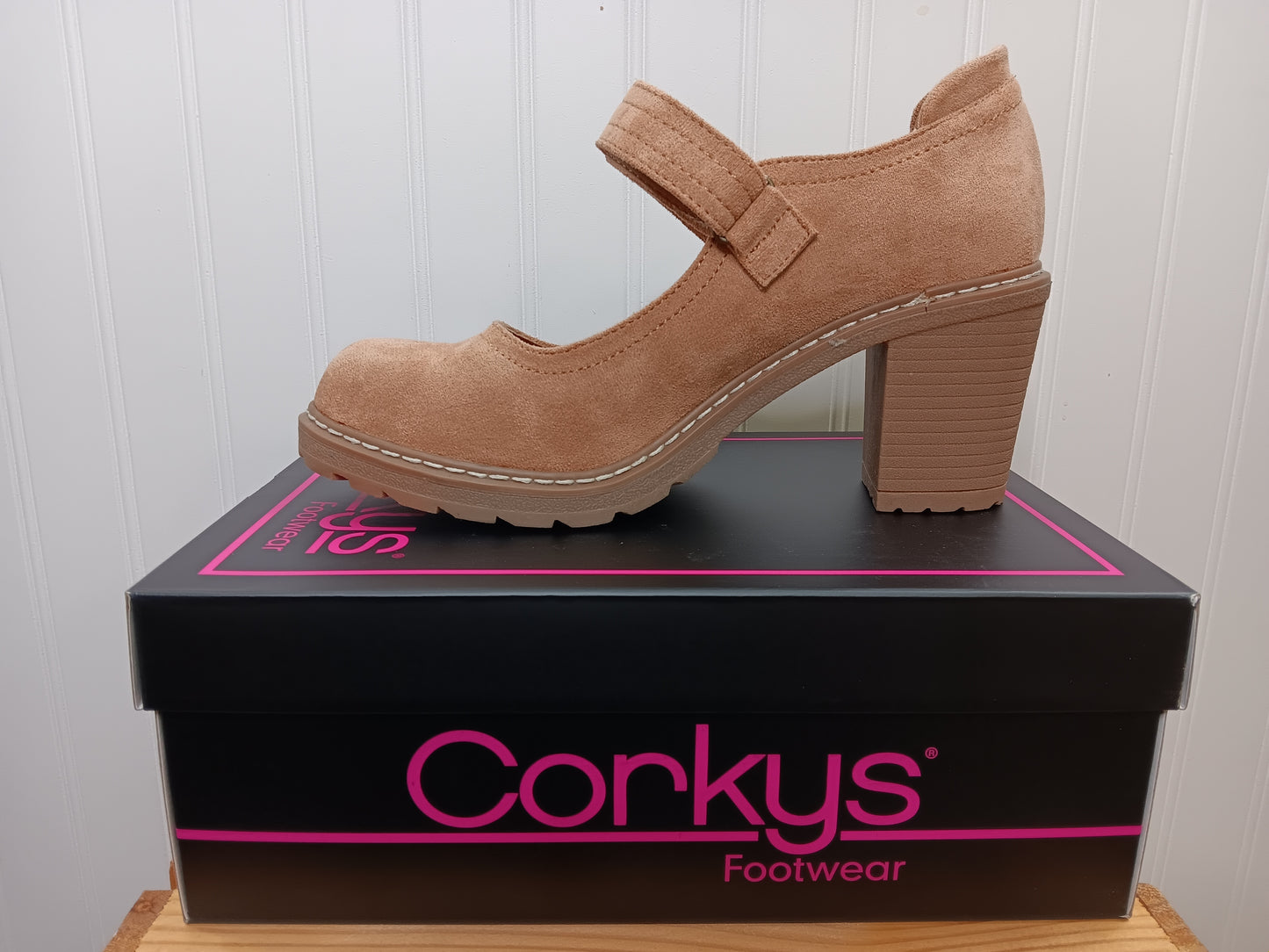 Camel Mary Go Round Suede Heels