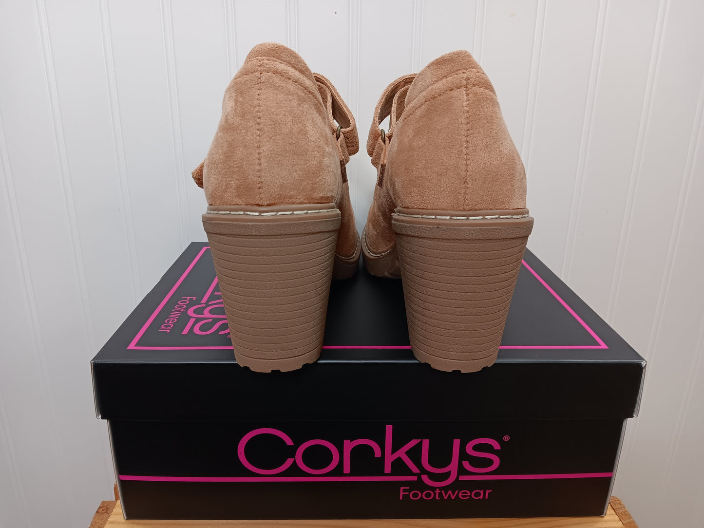Camel Mary Go Round Suede Heels