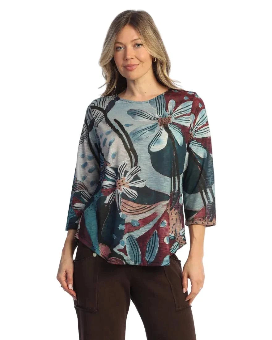 Blue Black Auburn Floral Top