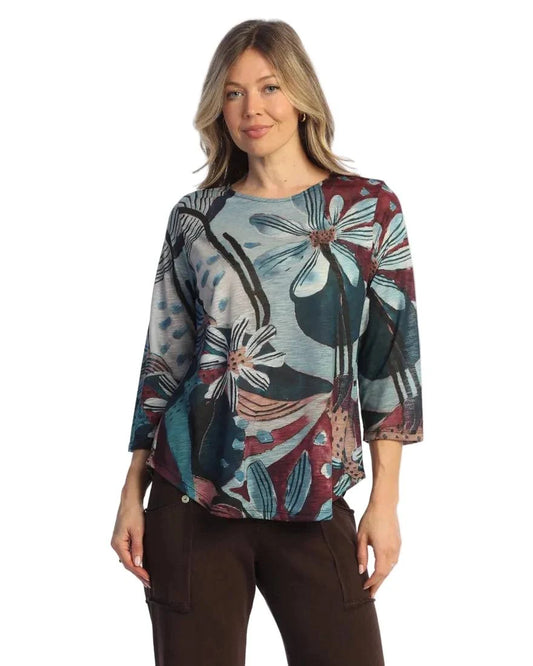 Blue Black Auburn Floral Top