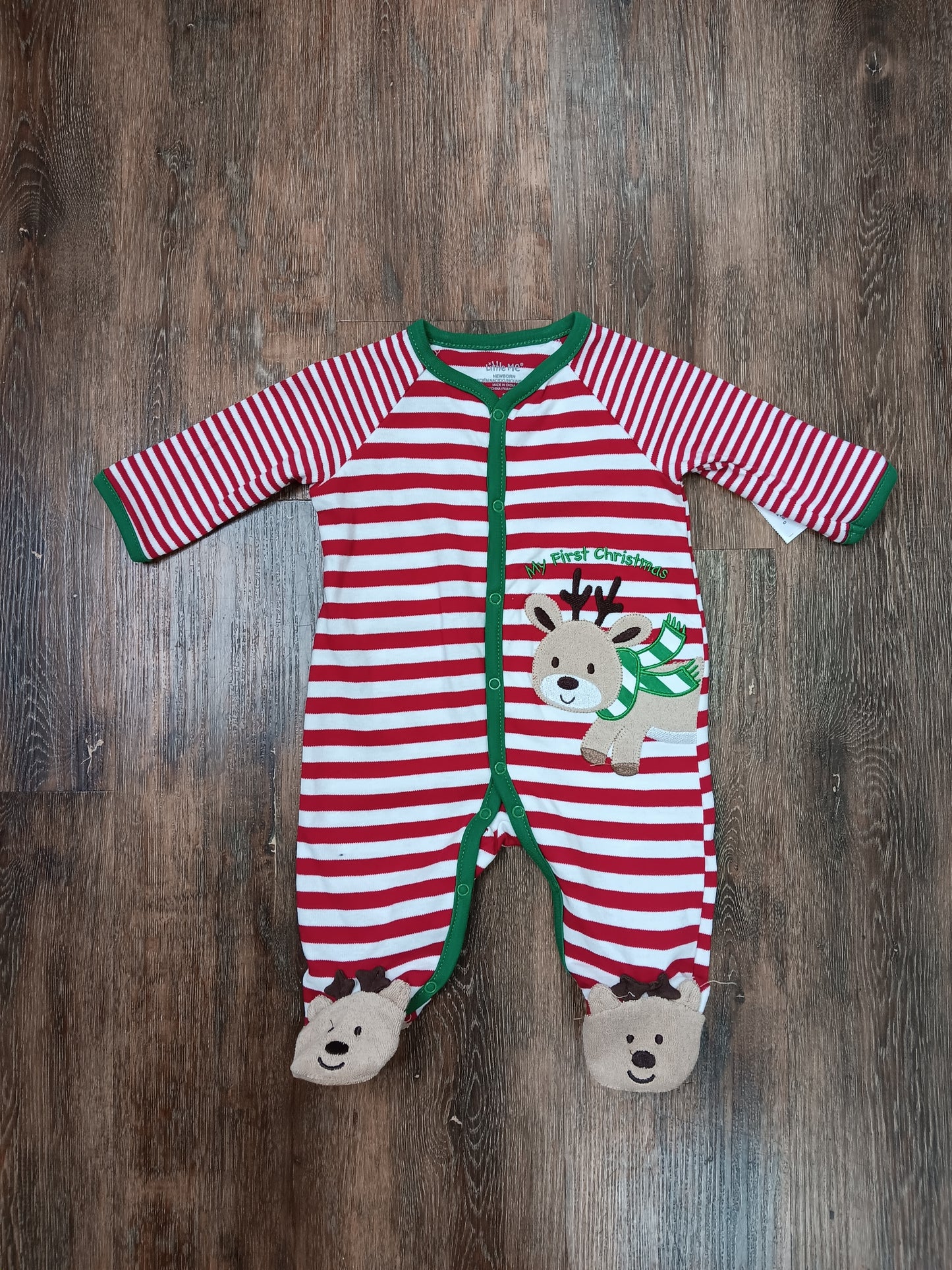 Reindeer Striped Footie